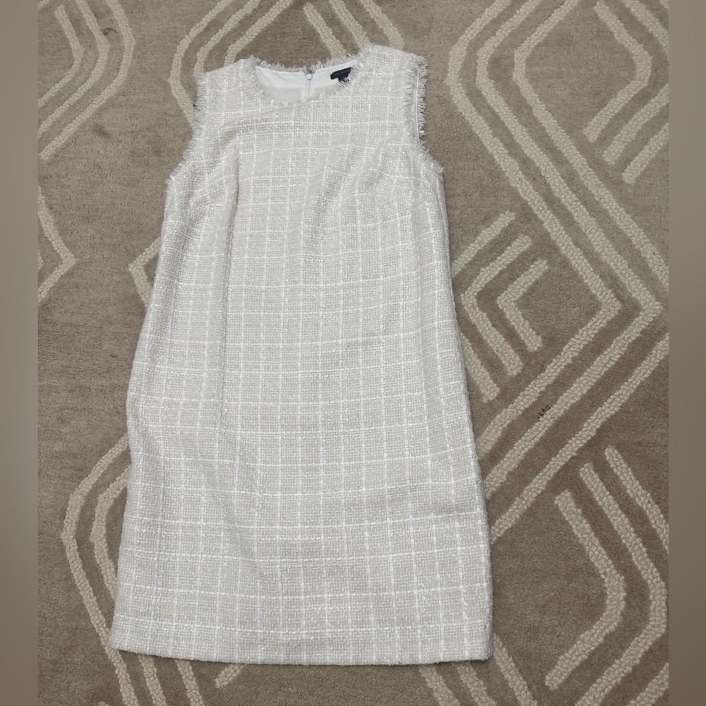 Ann Taylor Cream Textured tweed Dress - Size 6